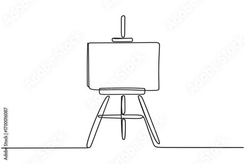 Minimalist line art of an easel with blank canvas