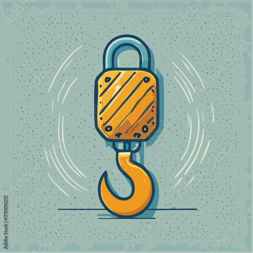 Orange Crane Hook Lifting Weights On Gray Textured Background