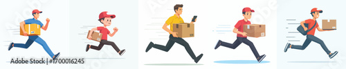 vector of a fast-running package delivery officer