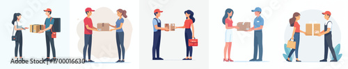 vector of a delivery courier delivering an order to a customer
