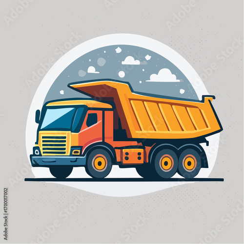 Yellow And Orange Dump Truck Under Cloudy Sky