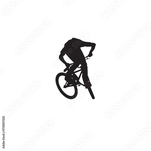 Black silhouette of a cyclist performing a trick bicycle