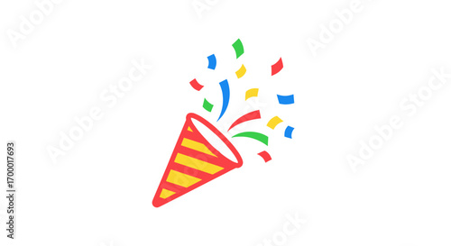 Vibrant Party Popper Exploding with Colorful Confetti for Festive Celebrations.