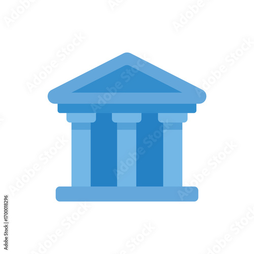 Flat Color Blue Bank Icon