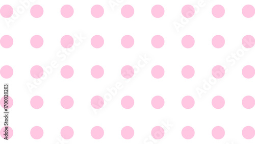 White seamless pattern with pink drops. Polka dot background. Cute wallpaper with circle.