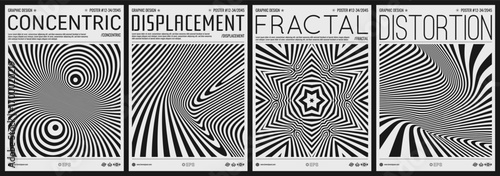 Abstract geometric pattern. Optical illusion. Wavy pattern. Abstract striped background. Psychedelic stripes. Cover design template. Vector for brochure, poster, cover, presentation, flyer or banner.