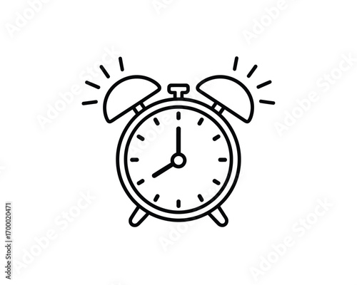 Classic twin bell alarm clock ringing loudly