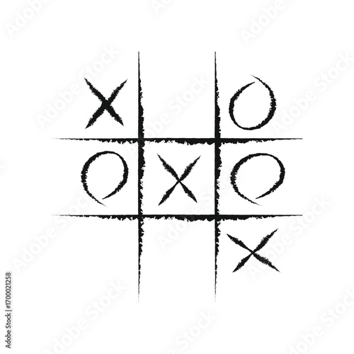 Hand-drawn tic-tac-toe game, a simple and classic XO board illustration
