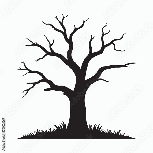 Minimal dead tree silhouette solid design