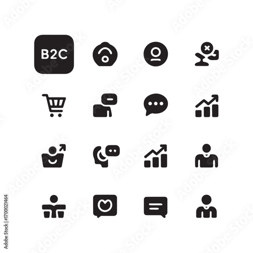 Black and White B2C Icon Set