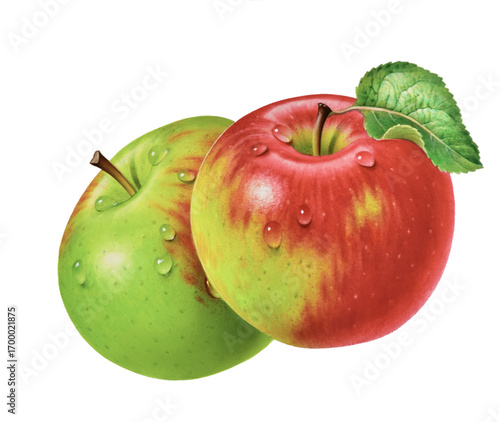 Airbrush Illustration aus den 1990er Jahren, mit zwei Äpfeln