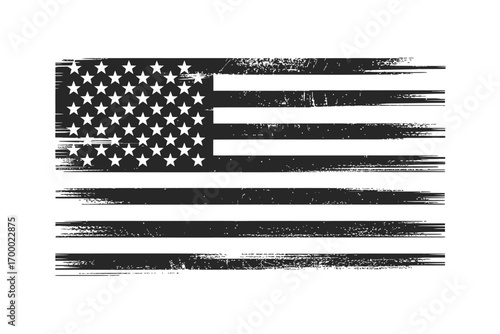 Distressed black and white american flag grunge texture