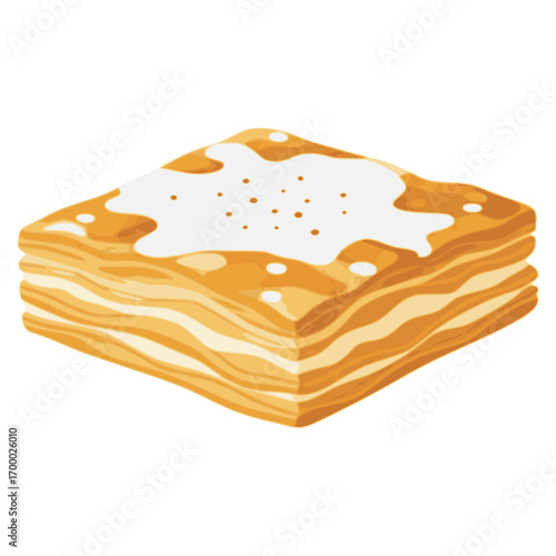Bougatsa Greek sweet pastry flat color vector illustration template design