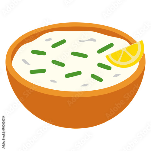 Tzatziki sauce Greek food flat color vector illustration template design