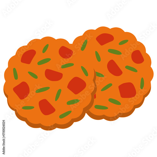 Tomatokeftedes Greek tomato fritters flat color vector illustration template design