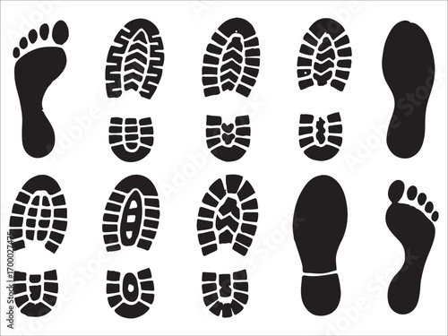 Set of shoe footprints vector illustration