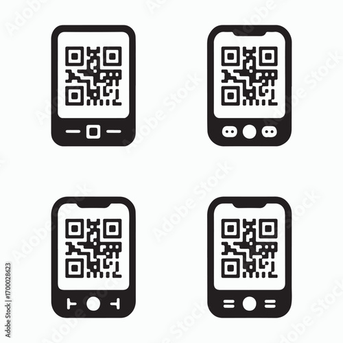 QR code reader solid icons bundle