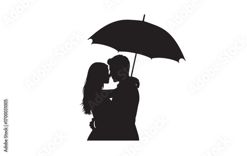  Couple Under Umbrella Silhouette Vector