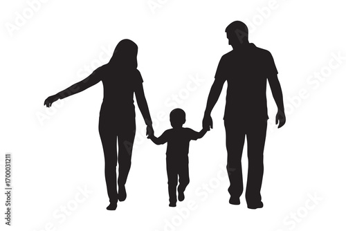 Family Walking Silhouette Vector