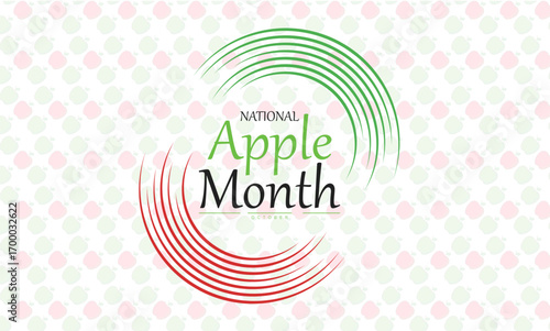National Apple Month Poster Banner and Background Abstract Design Template with Fresh Apples Fruit Illustration for Healthy Eating Nutrition Awareness and Food Campaign

