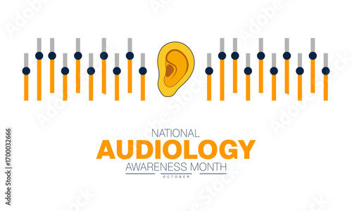 National Audiology Awareness Month Poster Banner and Background Abstract Design Template for Hearing Health Ear Care Medical Education and Awareness Campaign for web browser

