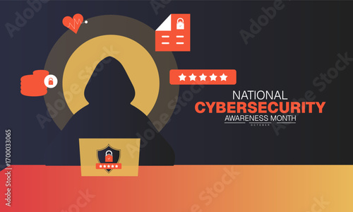 National Cybersecurity Awareness Month Poster Banner and Background Abstract Design Template for Online Safety Data Privacy Digital Protection Technology and Security Campaign

