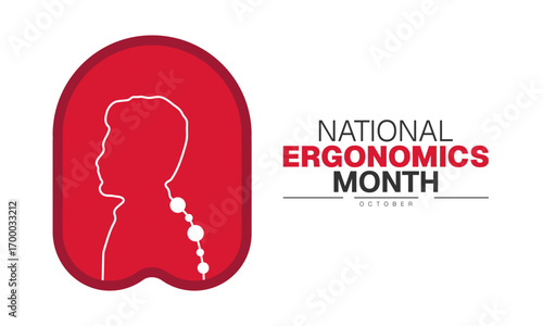 National Ergonomics Month Poster Banner and Background Abstract Design Template for Workplace Health Safety Office Comfort Posture Awareness and Employee Wellness Campaign

