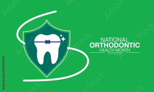 National Orthodontic Health Month Poster Banner and Background Abstract Design Template for Dental Care Oral Health Braces Awareness and Smile Education Campaign

