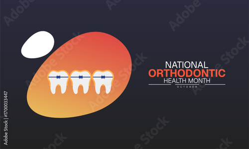 National Orthodontic Health Month Poster Banner and Background Abstract Design Template for Dental Care Oral Health Braces Awareness and Smile Education Campaign

