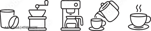 Brewing delicious coffee at home, from bean to cup, a delightful coffee brewing process illustration