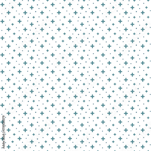 Abstract geometric pattern of stars and crosses on white background