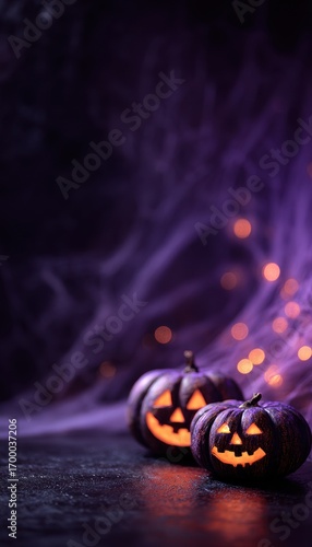 Background with halloween pumpkins, candles and autumn leaves on the wooden house porch halloween, porch, wooden, autumn, house, pumpkin