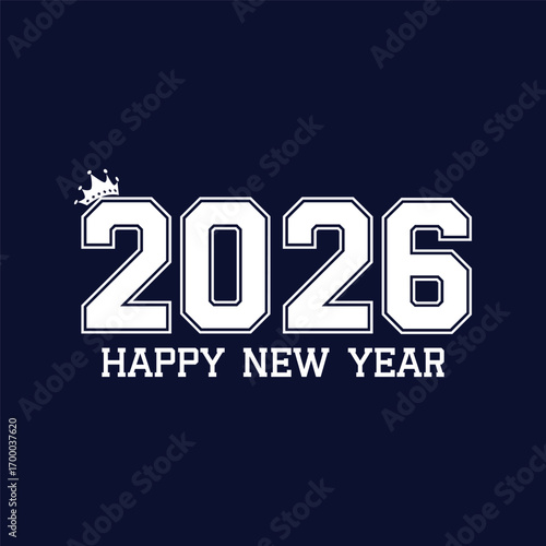 Happy new year 2026 text design for brochure design template card banner vector illustration.