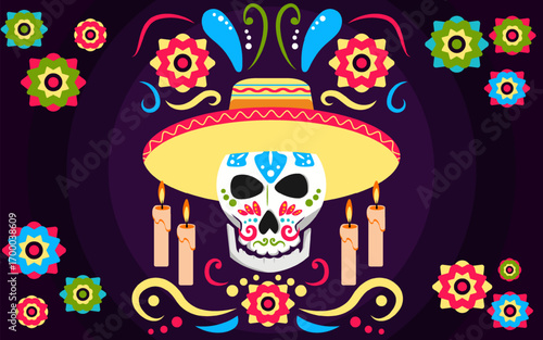 Dia de muertos ceremony background in flat design