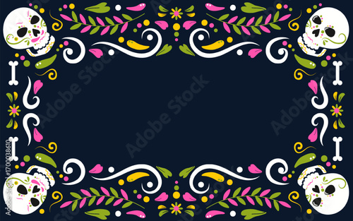 floral frame dia de muertos background