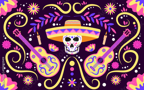 Mexican Mariachi Cinco de Mayo Background Dia De Muertos
