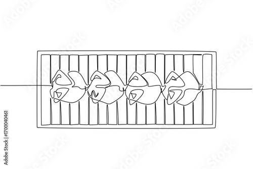 A single line drawing food concept celebrating National Rotisserie Chicken Day, featuring grilled whole chicken on a rotisserie grill, symbolizing delicious cuisine and culinary tradition.