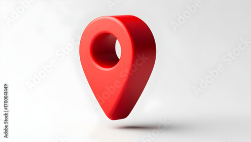 Fotografie Bright red 3d location pin icon floating with shadow against clean background