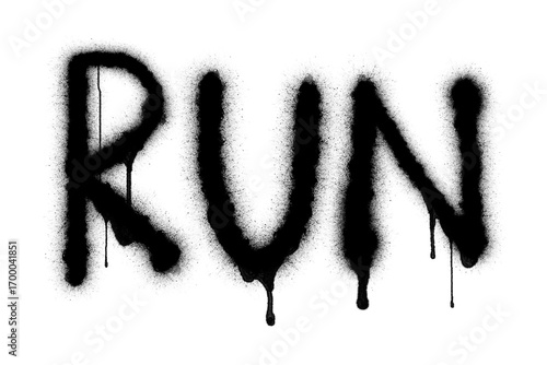 Run spray paint graffiti writing dripping texture black