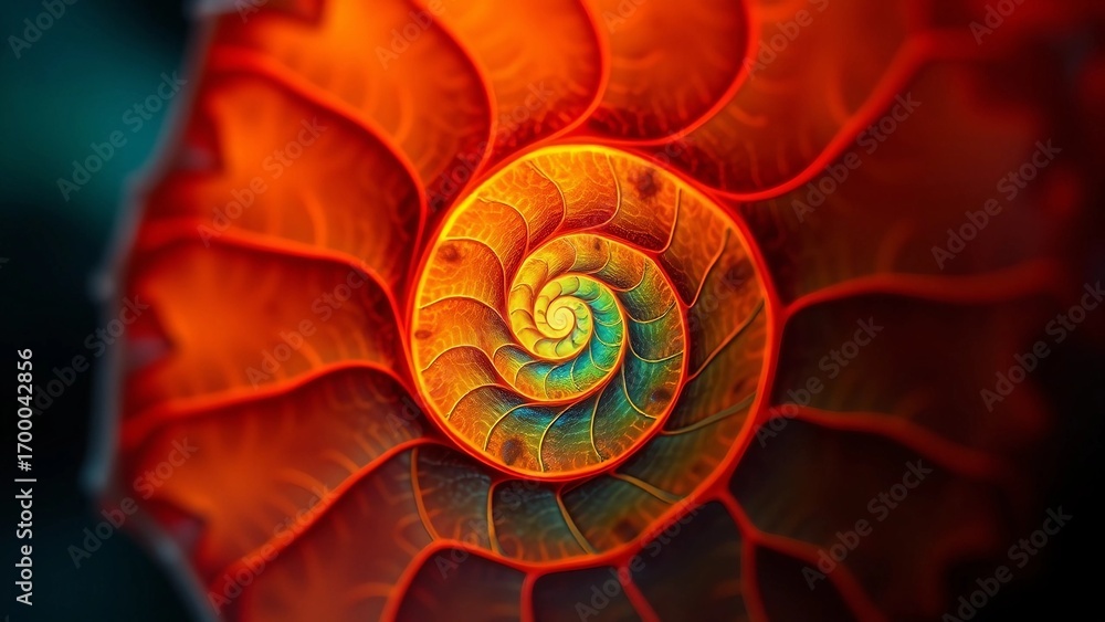Fototapeta premium Fiery spiral within a leaf