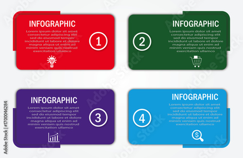 Business process visualization with timeline with diagram | 4 steps infographic modern black corporate background for presentation, chart, data representation with icon