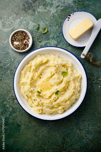 Traditional mashed potatoes with butter