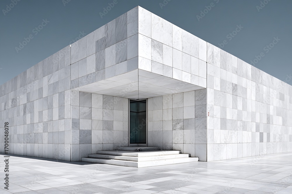 Obraz premium High resolution architectural detail of a building featuring a door and white stone facade design