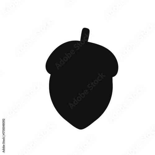 Black silhouette acorn icon. Perfect vector for autumn designs, fall decorations, harvest festivals, gardening projects and seasonal graphics.