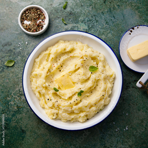 Traditional mashed potatoes with butter