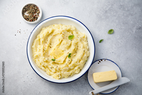 Traditional mashed potatoes with butter
