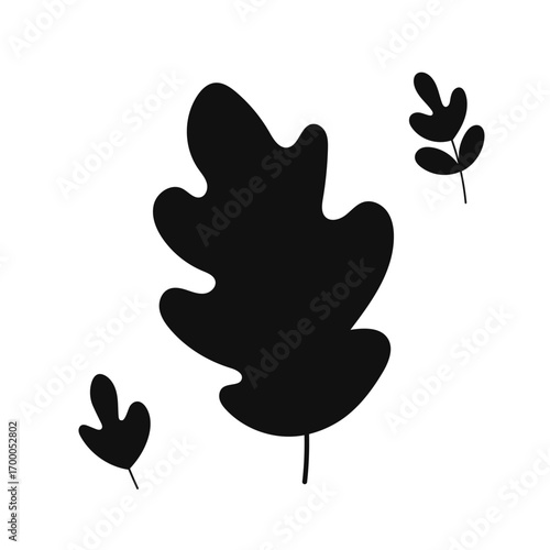 Black silhouette oak leaf icon. Perfect vector for autumn designs, fall decorations, harvest festivals, gardening projects and seasonal graphics.