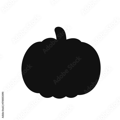 Black silhouette pumpkin icon. Perfect vector for autumn designs, fall decorations, harvest festivals, gardening projects and seasonal graphics.