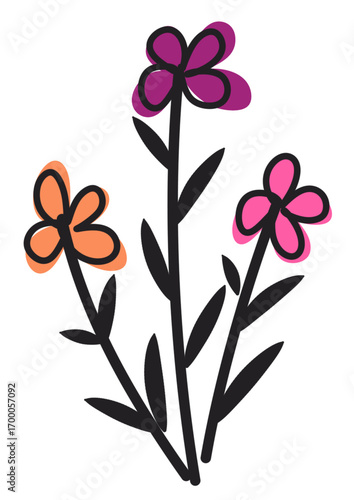 pink flowers on white background
