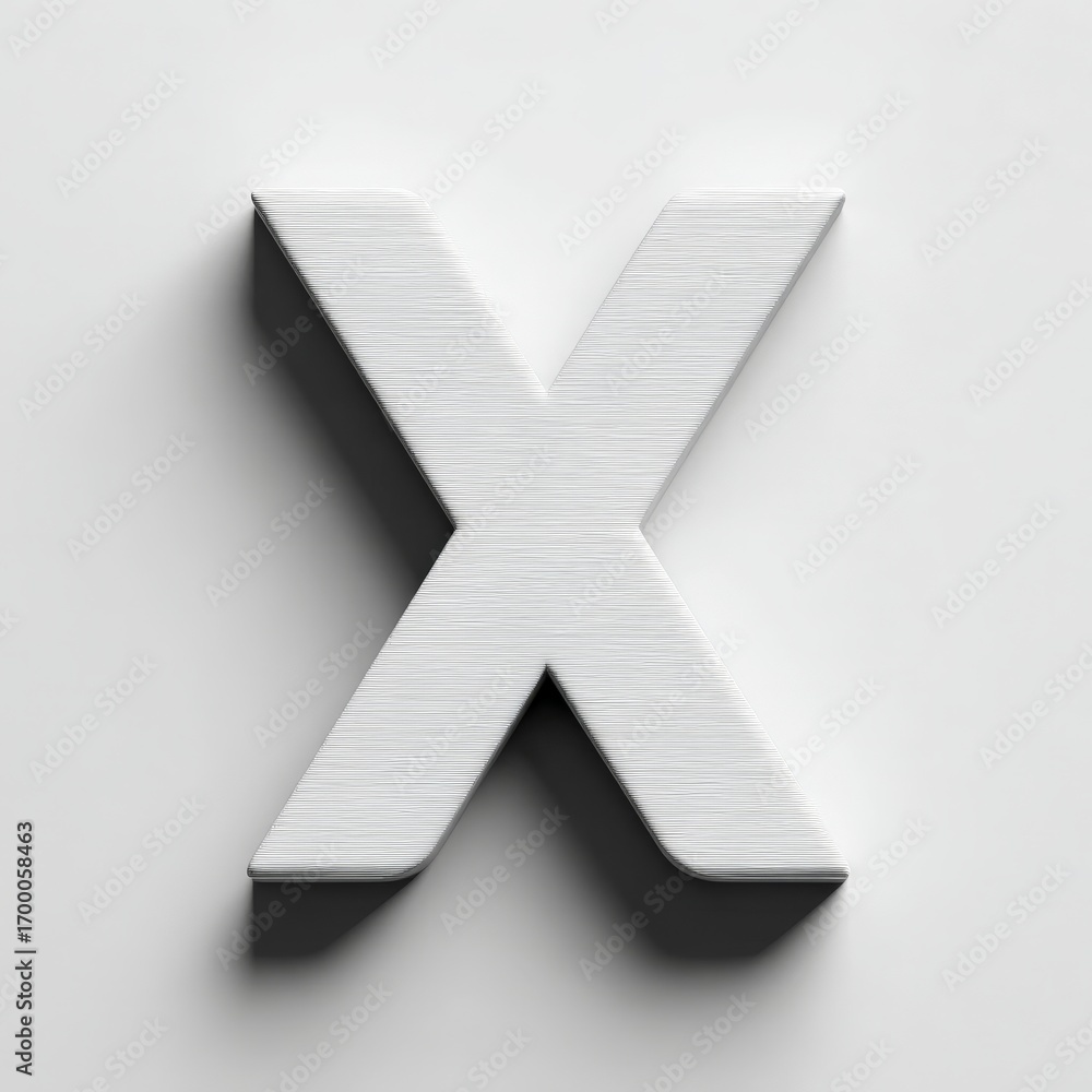 Obraz premium the letter X in a solid white color on white background